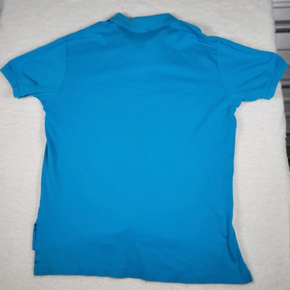 Polo Ralph Lauren Polo Shirt Men Large Blue Short Sleeve Orange Pony Logo